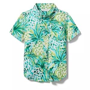 Janie & Jack White Pineapple Poplin Button Front Shirt